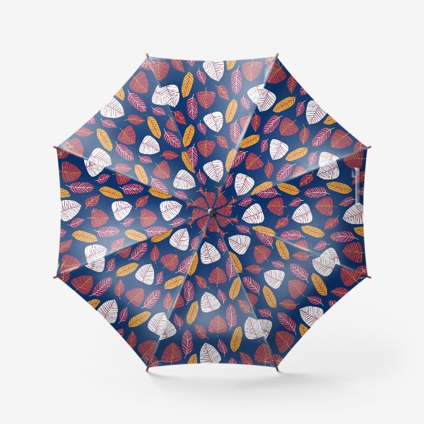 Зонт «Дикие листья на синем яркий паттерн»