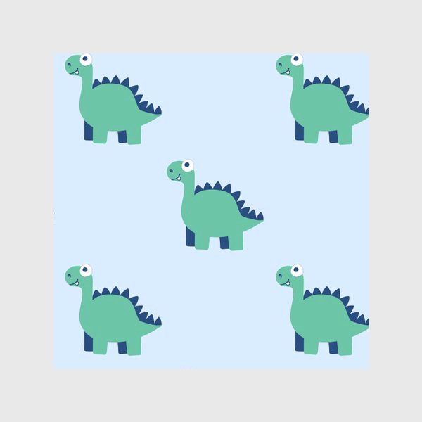 Скатерть «Забавные зелено-синие динозавры на голубом фоне»