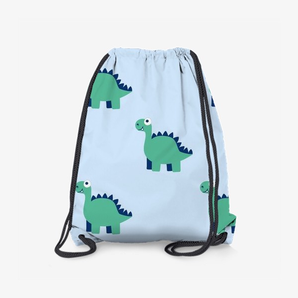 Рюкзак «Забавные зелено-синие динозавры на голубом фоне»