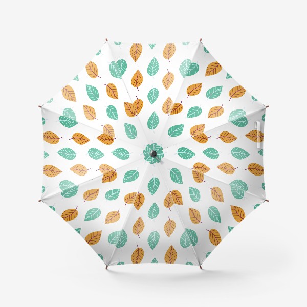 Зонт «Зеленые и оранжевые листья простой паттерн»