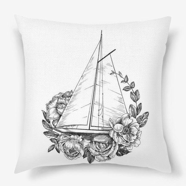 Подушка «Яхта с цветами»