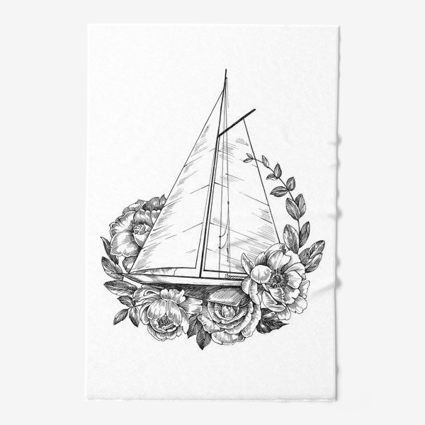 Полотенце «Яхта с цветами»