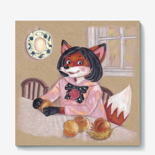 Холст «Лисица с персиками . Из серии "Fox Gallery"»