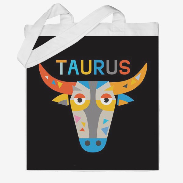 Сумка хб «Taurus. Знак зодиака Телец. Черный»
