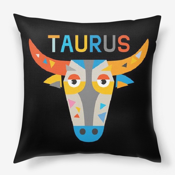 Подушка «Taurus. Знак зодиака Телец. Черный»