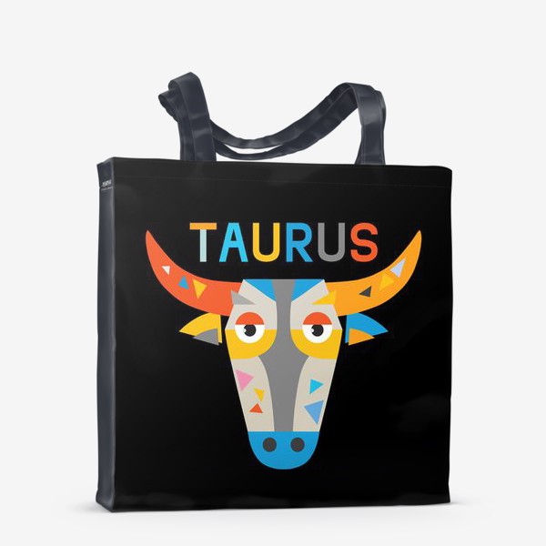 Сумка-шоппер «Taurus. Знак зодиака Телец. Черный»