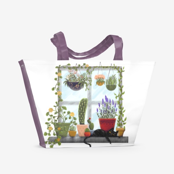 Пляжная сумка «Оранжерея на окне»