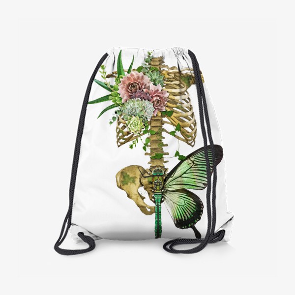 Рюкзак «Цветочный скелет с бабочкой»