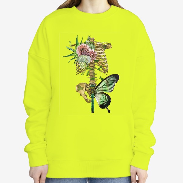 Свитшот «Цветочный скелет с бабочкой»