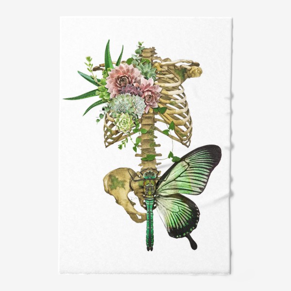 Полотенце «Цветочный скелет с бабочкой»