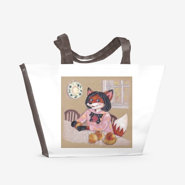 Пляжная сумка «Лисица с персиками . Из серии "Fox Gallery"»