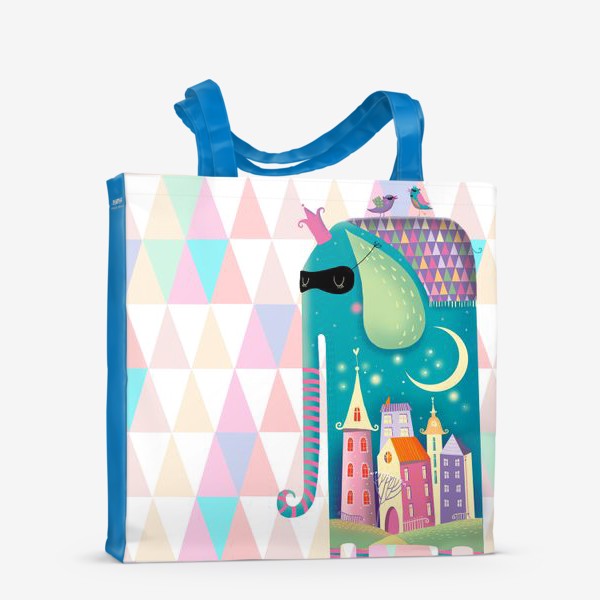 Сумка-шоппер «Волшебный слон на разноцветном фоне. »