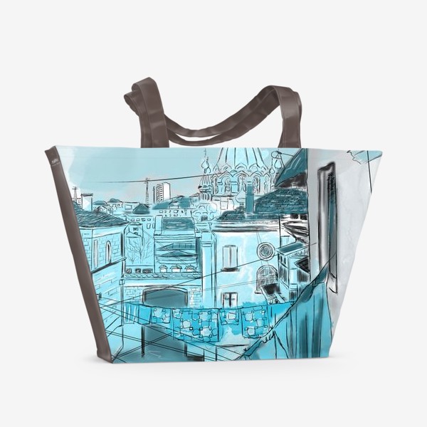 Пляжная сумка «Город в голубых тонах»