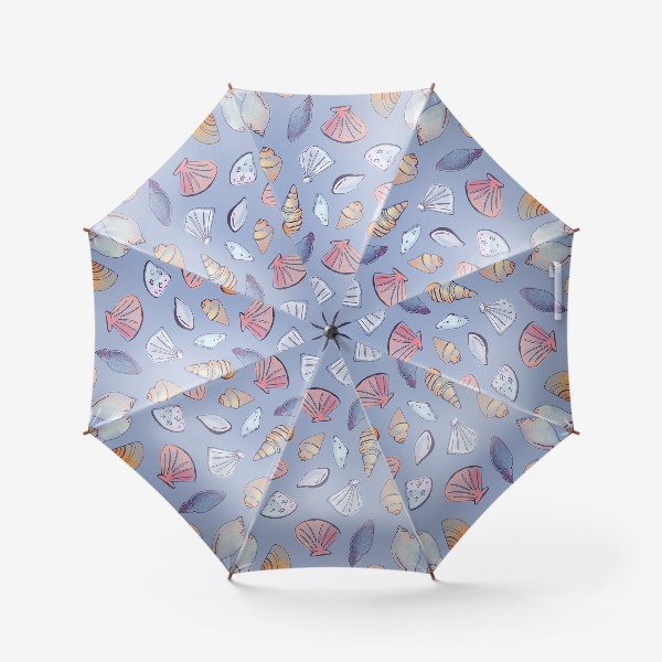 Зонт «Космические акварельные ракушки морские паттерн»