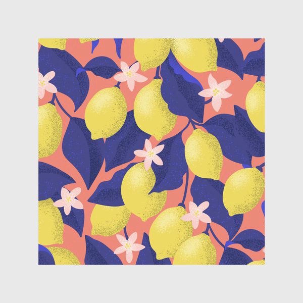 Скатерть «Лимоны с синими листьями»