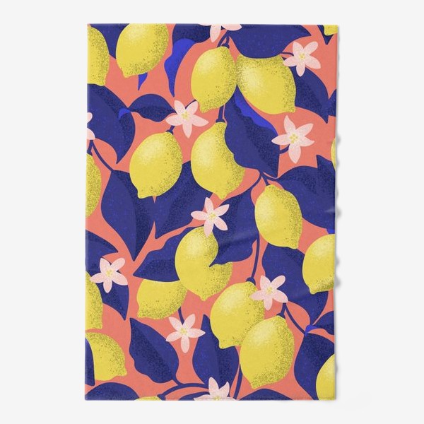 Полотенце «Лимоны с синими листьями»