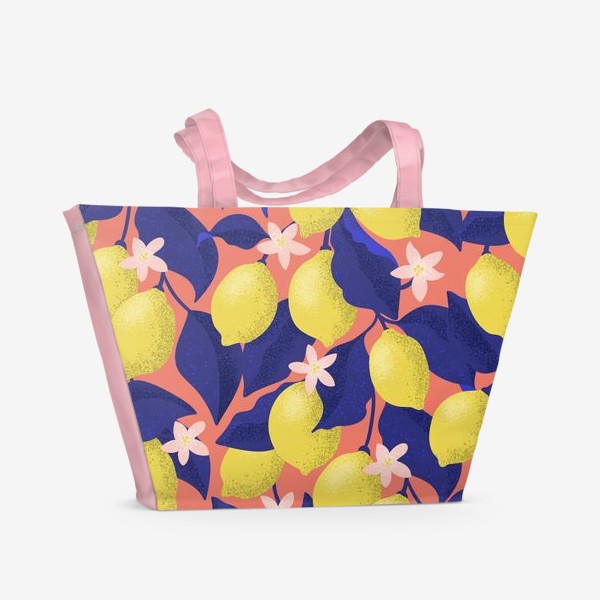 Пляжная сумка «Лимоны с синими листьями»