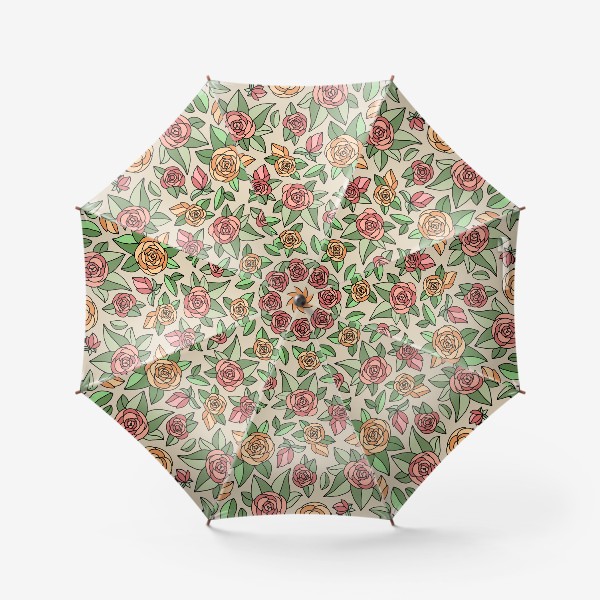Зонт «Розы на бежевом фоне»