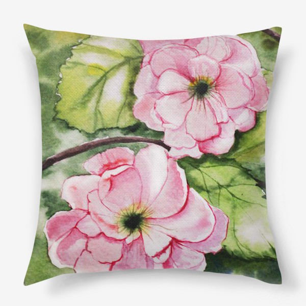 Подушка «Розовые акварельные цветы»