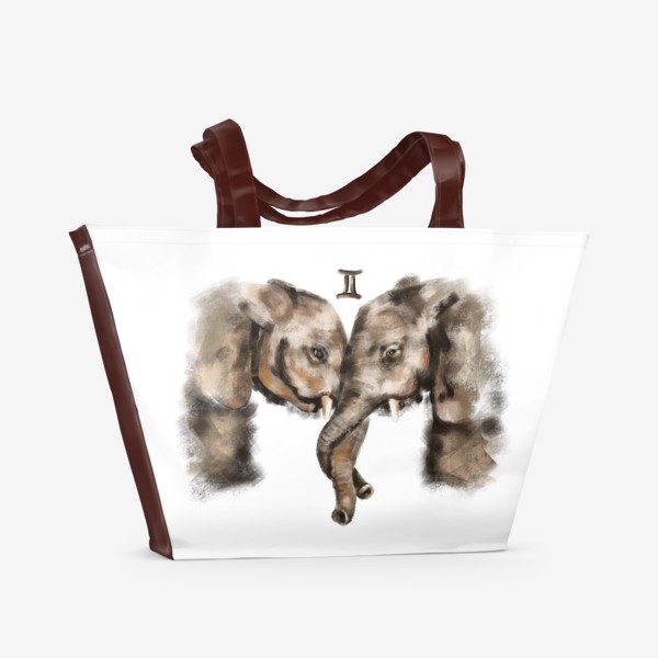 Пляжная сумка «Близнецы. Слоны»