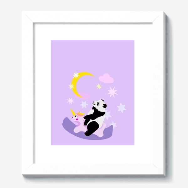 Картина «Панда на лошадке сиреневый фон»