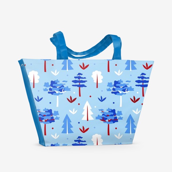 Пляжная сумка «Зимний лес. Голубой узор»