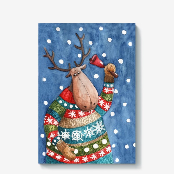 Холст «Рождественский олень в свитере»