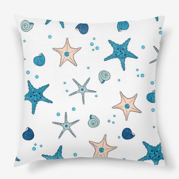 Подушка «морские звёзды, ракушки»