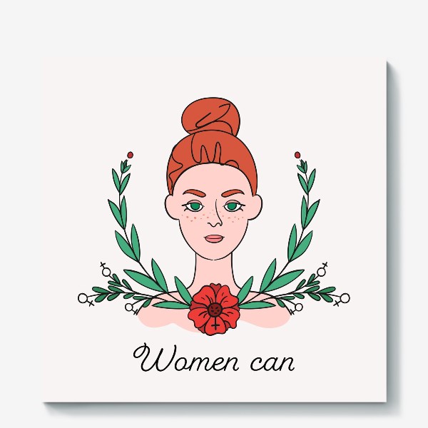 Холст «Women can. Феминизм. Рыжеволосая ирландка»