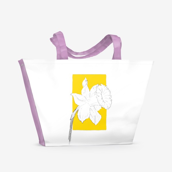 Пляжная сумка «Нарцисс на желтом фоне»