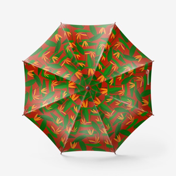 Зонт &laquo;экзотические цветы на красном&raquo;