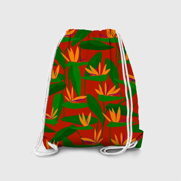 Рюкзак «экзотические цветы на красном»
