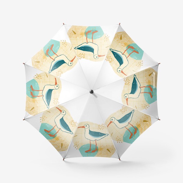 Зонт «Чайка на абстрактном клетчатом фоне. Лето!»