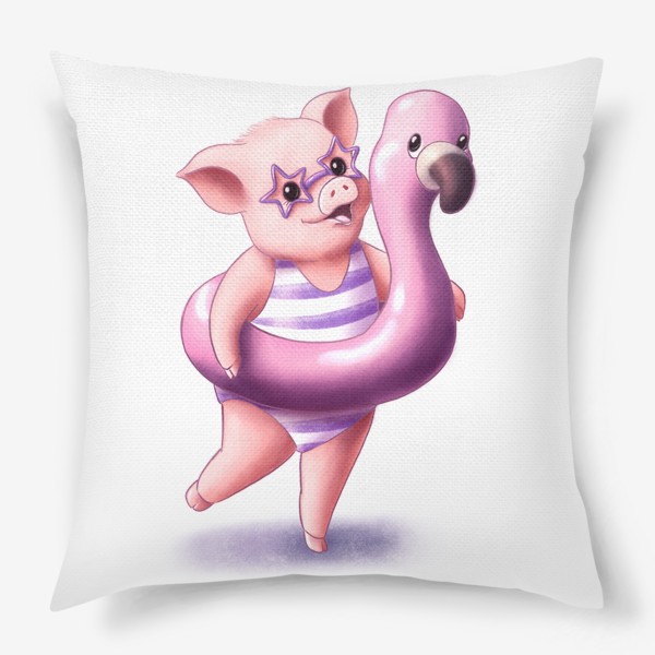Подушка «Свинка с фламинго»