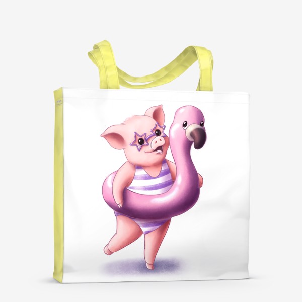 Сумка-шоппер «Свинка с фламинго»