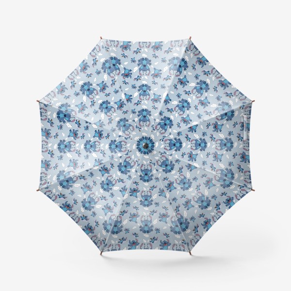 Зонт «Стич паттерн серо-голубой фон»