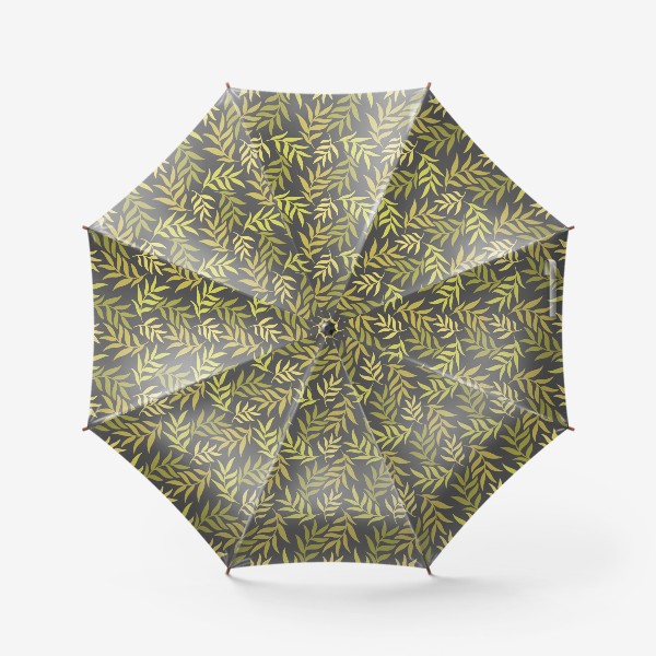 Зонт «Нежный ботанический паттерн с веточками на темно-сером фоне»