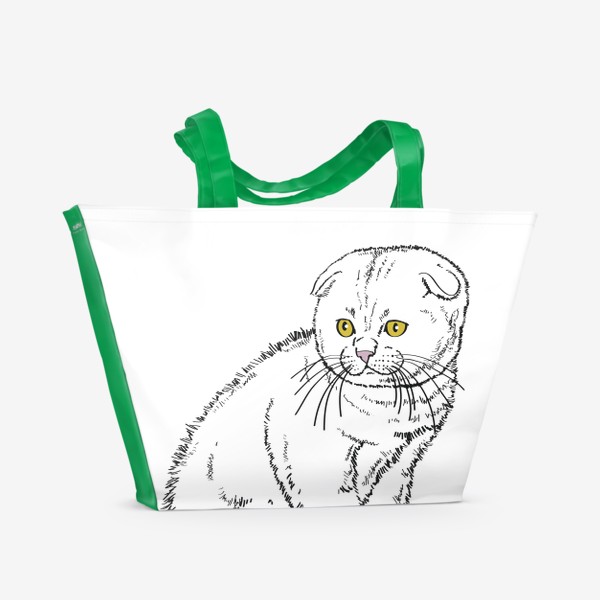 Пляжная сумка &laquo;Вислоухий котенок рисунок&raquo;