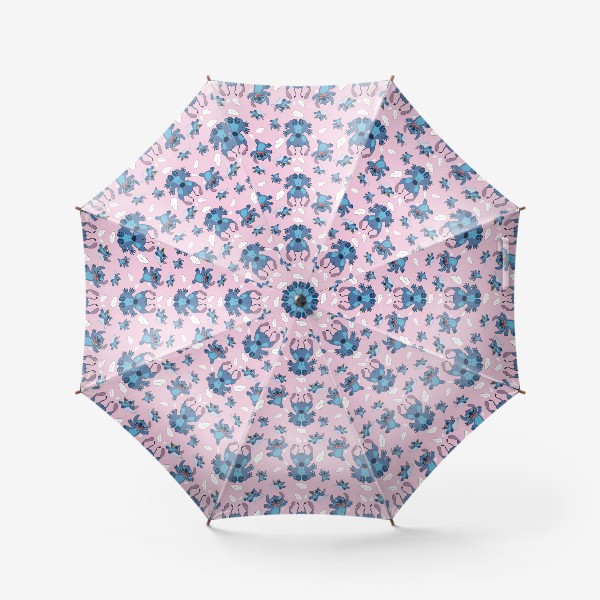 Зонт «Стич паттерн розовый фон»