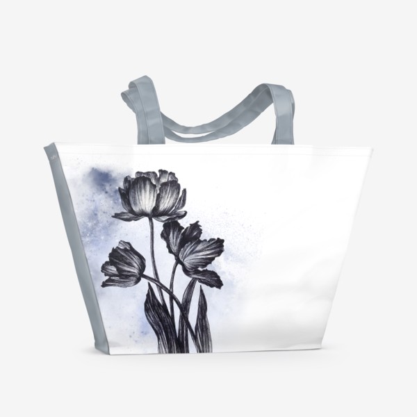 Пляжная сумка «Тюльпаны. Графика с акварельными элементами»