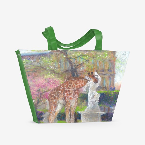 Пляжная сумка «Париж, сад  Тюильри, жирафы»