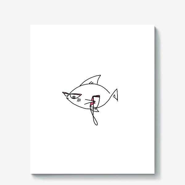 Холст «Стильная рыбка с сумочкой »