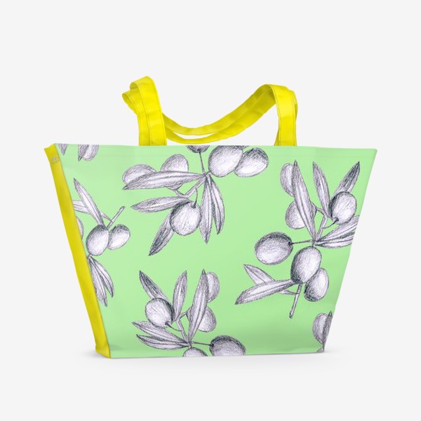Пляжная сумка «оливки на мятном фоне»