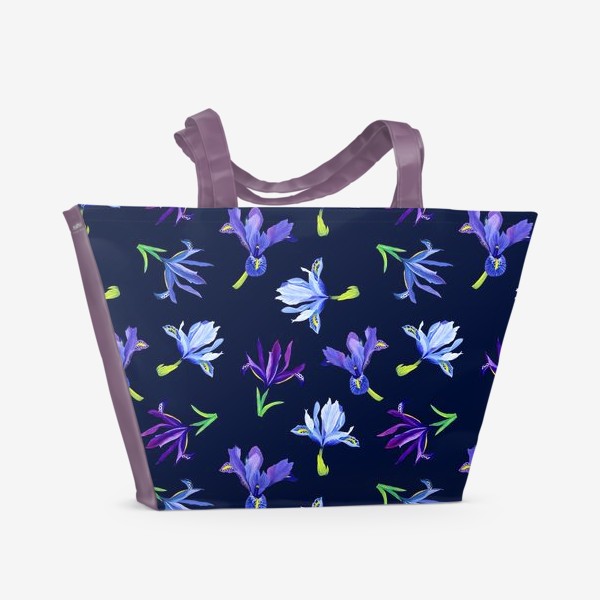 Пляжная сумка «Цветы ирисы паттерн»