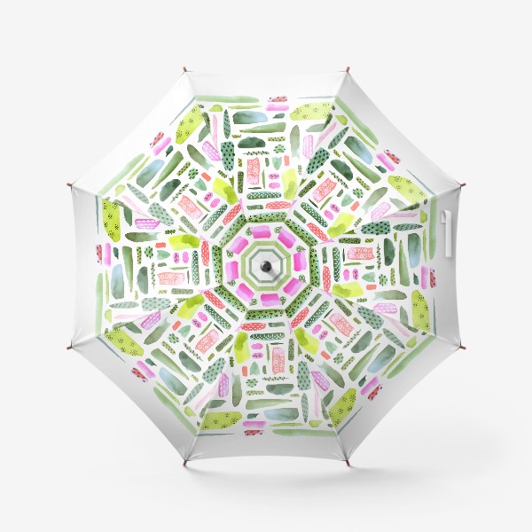 Зонт «Акварельный абстрактный принт. Зелено-розовая гамма»
