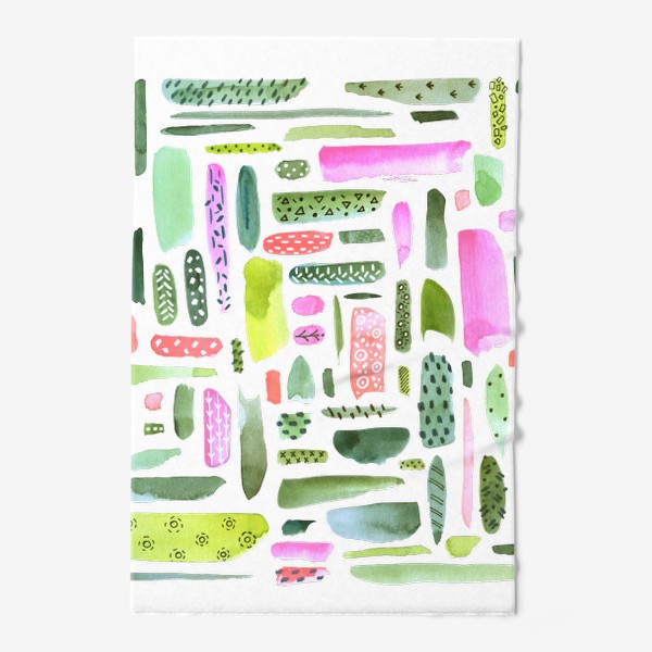 Полотенце «Акварельный абстрактный принт. Зелено-розовая гамма»