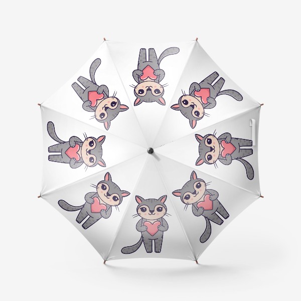 Зонт «Милый серый котик с сердечком. Любовь»