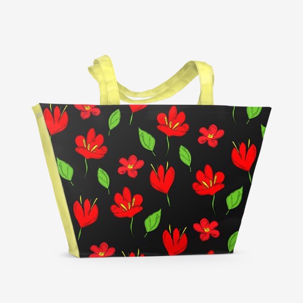 Пляжная сумка &laquo;красные цветы&raquo;