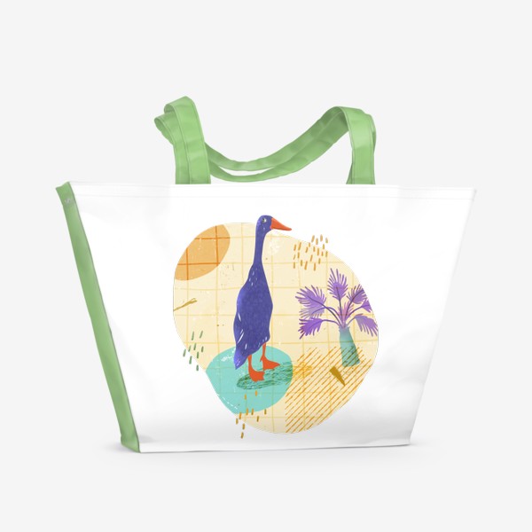 Пляжная сумка «Гусь на абстрактном летнем фоне.»