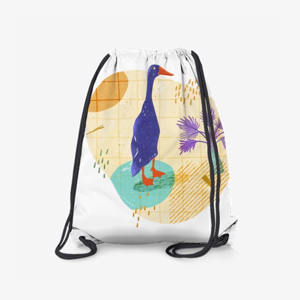 Рюкзак «Гусь на абстрактном летнем фоне.»